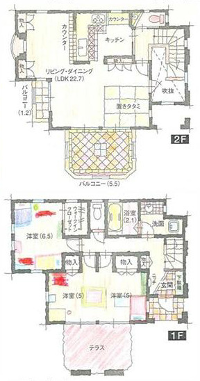 平塚市寺田縄　中古戸建の間取り