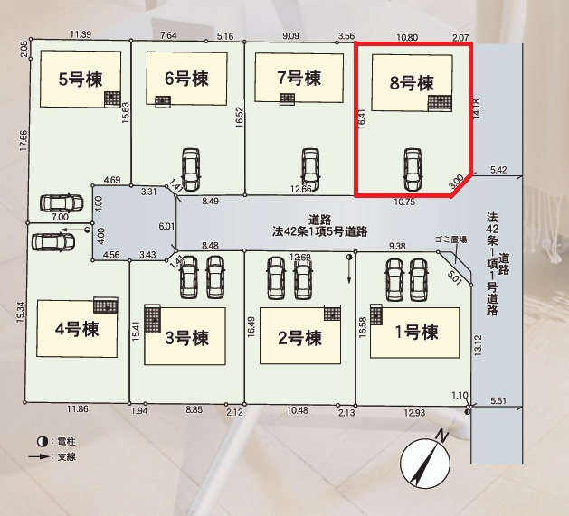 Cradlegarden　 常陸大宮市姥賀町　第3　8の区画図|並列駐車可能なカースペース確保。気になる他の物件と合わせての現地ご案内も可能です。HPから、またお電話でも、お気軽にお問い合わせください。

