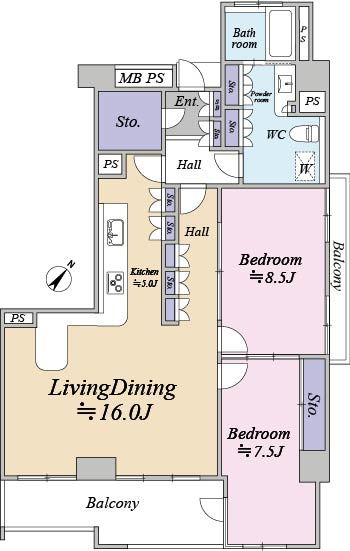 8階部分　南東・北東角住戸