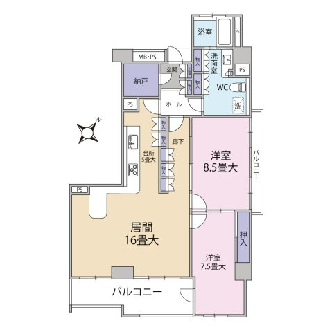8階部分　南東・北東角住戸