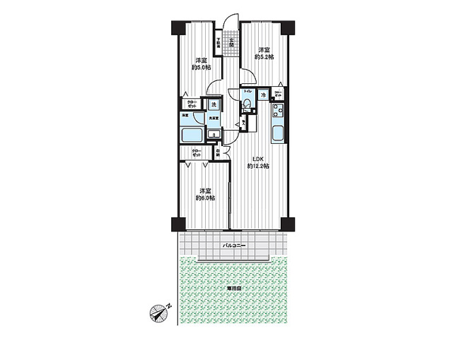 【間取り】 | コスモ鶴瀬ステーションスクエア　(ふじみ野店) | 南東向きにつき陽当り良好！
暖かな陽光が差し込む専用庭付きで充実の暮らしを実現します。