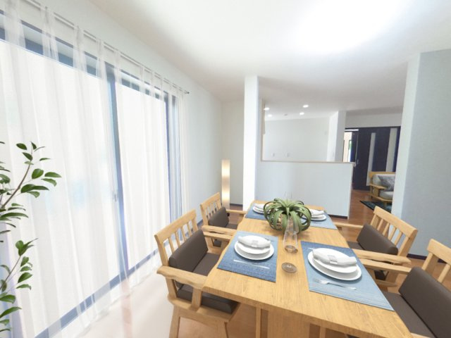 出石町寺町　リフォーム住宅　3LDKの完成予想図|CG合成で家具を配置したイメージです。