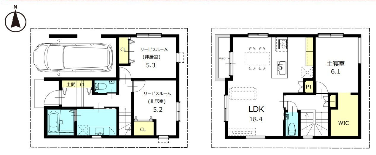 尼崎市西立花町1丁目　新築一戸建ての間取り