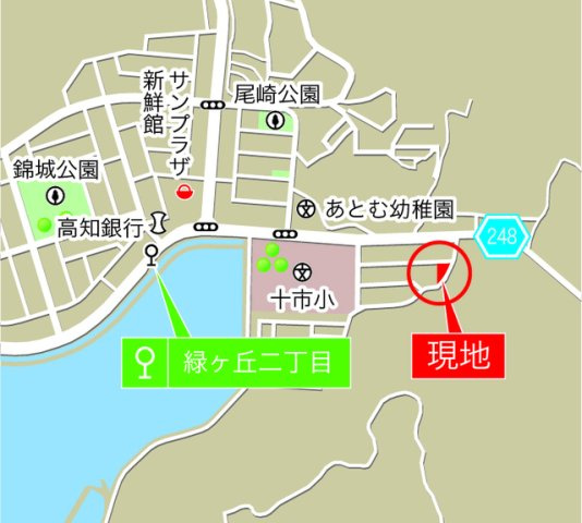 南国市緑ヶ丘2棟 1号棟の地図