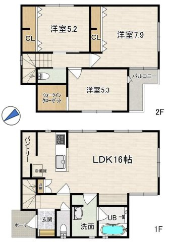 【横浜市旭区金が谷1丁目8-3新築戸建て】★仲介手数料無料★（笹野台小学校・希望が丘中学校）の間取り