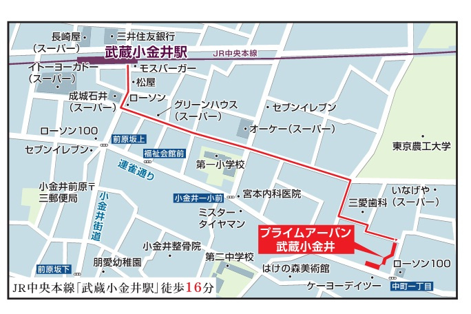 プライムアーバン武蔵小金井の地図