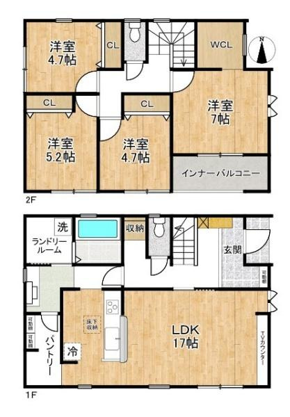 リーブルガーデン片岡台 １号棟 ／新築一戸建の間取り