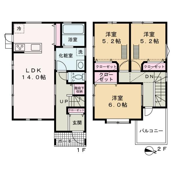 海南市且来　中古戸建の間取り