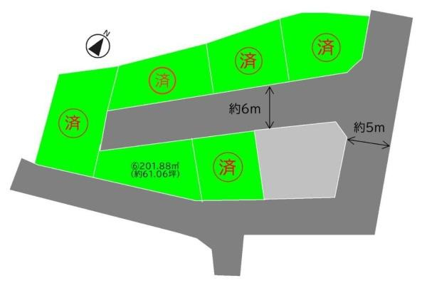 桃山町市場分譲地（6号地の内容）の土地図