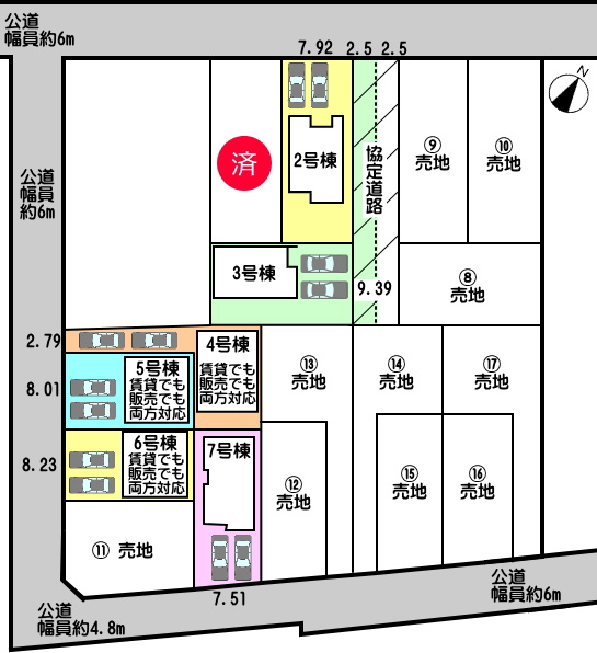 碧南市入船町の区画図|6号棟　賃貸としても対応いたします！詳しくは三幸住宅までお問合せください