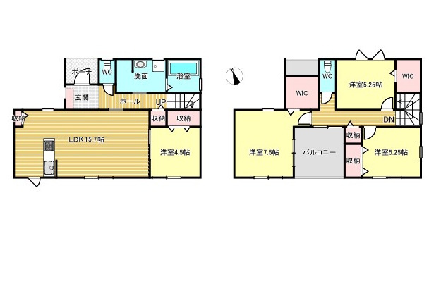 2棟新築住宅　手力町の間取り