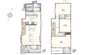 【間取り】 | 東区戸坂山根2丁目（JR戸坂駅徒歩８分！）限定1棟【P４台可】 | 18.9帖リビング☆２階３部屋☆ファミリータイプ3LDK☆クローゼット☆シューズインクローゼット☆シューズインクローゼット☆サンルーム☆パントリー