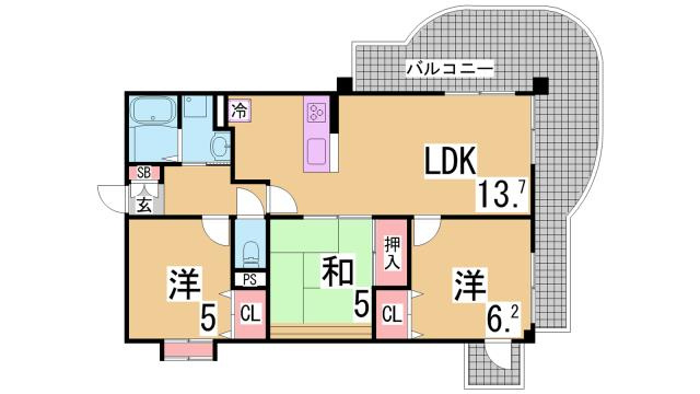 グランパレ北野ハンター坂の間取り