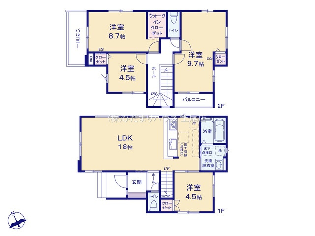 上尾市東町5期　新築戸建　LIGARE01の間取り|4LDK