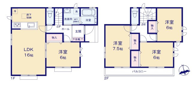 あきる野市下代継全１棟　新築戸建の間取り