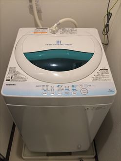 ニューリバーのキッチン|洗濯機付きです