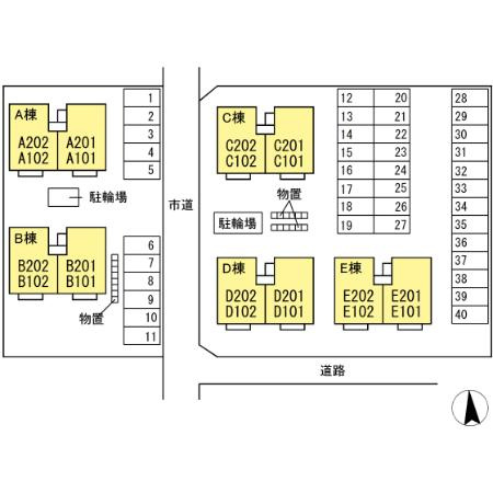 ハイム上野町　ＣＤＥの区画図