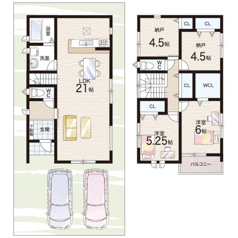 京都市伏見区羽束師鴨川町　第3期　新築一戸建ての間取り|1号地