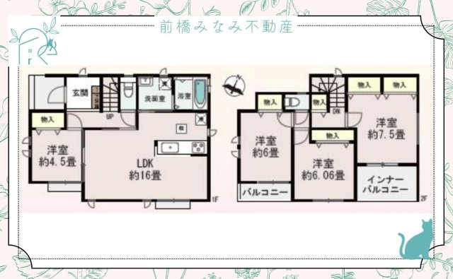 前橋市天川大島町　B号棟(全２棟)　ハートフルタウン　新築建売分譲の区画図