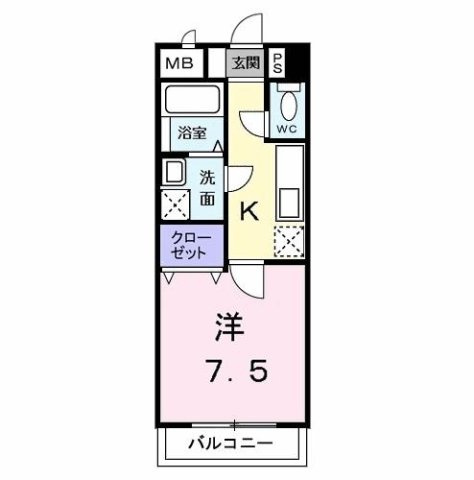 熊本市中央区黒髪６丁目の賃貸マンションの間取り
