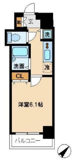 【間取り】 | パークウェル池袋 | 南東向きのお部屋なので、陽当たり・通風良好です！