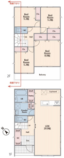 【間取り】 | 【仲介手数料無料！！】府中市日新町１丁目　新築戸建て（全1棟）1号棟　6190万円