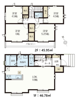 【間取り】 | 【仲介手数料無料！！】日野市神明2丁目　新築戸建て（全1棟）1号棟　5690万円