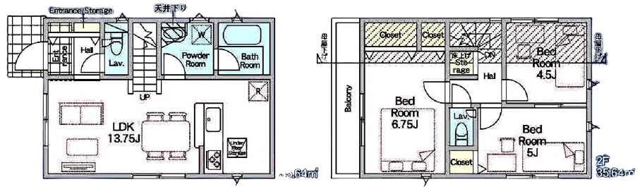 調布市深大寺東町６丁目 中央線 三鷹駅 新築戸建の間取り