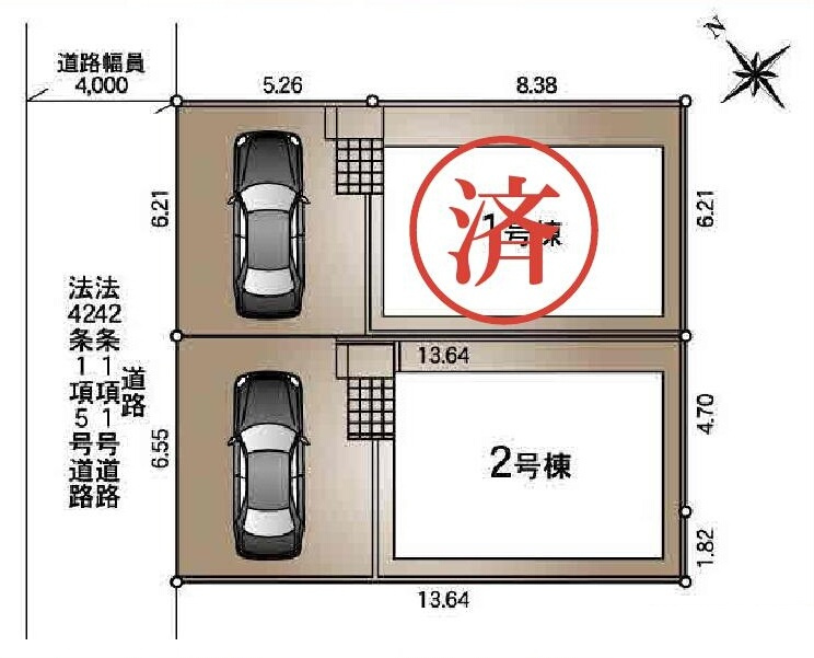 調布市深大寺東町６丁目 中央線 三鷹駅 新築戸建の区画図