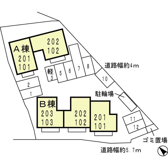 池尻ハイツB棟の区画図