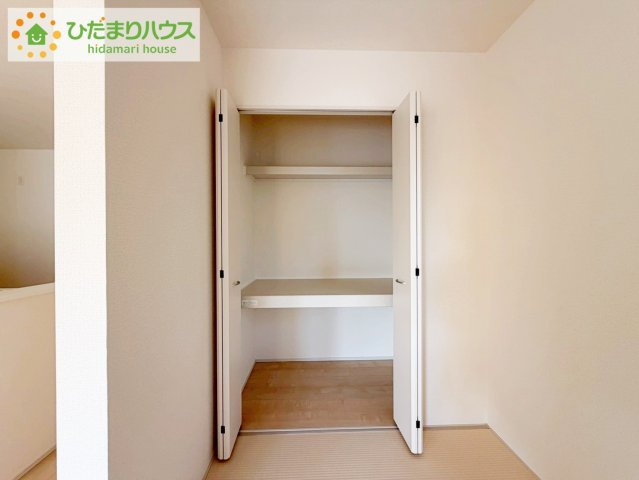 いわき市小名浜西君ヶ塚町第３　新築戸建　2号棟の収納|"和室にも大容量のクローゼット完備！
お布団やお子様のおもちゃなどがスッキリ収納できますね(^^♪"