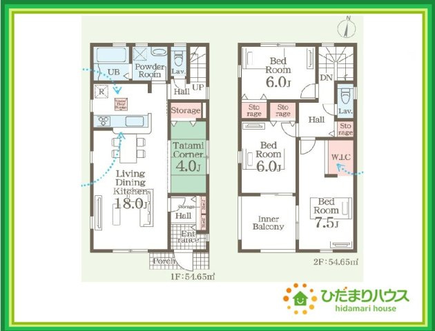 いわき市小名浜西君ヶ塚町第３　新築戸建　2号棟の間取り|家族だんらんで、笑顔のたえない時間も増えそうな広々としたLDKが魅力です(^^)/窓も多くて明るい空間でくつろげます。
