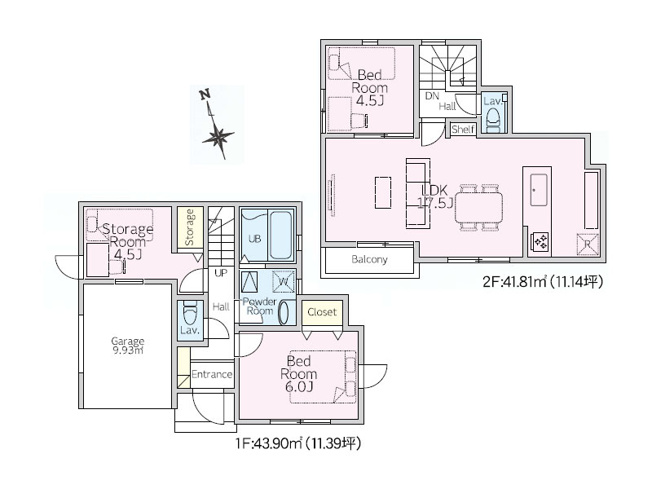【間取り】 | 練馬区東大泉7丁目　新築一戸建住宅　全1棟　(保谷店) | 愛車を風雨から守るビルトインガレージ付！2階リビング設計でゆったりくつろぎのマイホーム。※図面を基に作成しています。現況と異なる場合は現況を優先いたします。