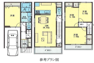 【土地図＋建物プラン例】 | 都島区都島南通2丁目売土地