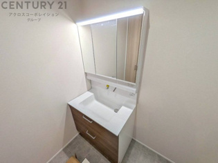 化粧品や洗顔料、歯ブラシなどの必需品をまとめて置ける収納スペースがあり、使用するたびに取り出す手間が省けます。また、水回りのため、濡れても大丈夫な素材が使用されており、お手入れが簡単です。