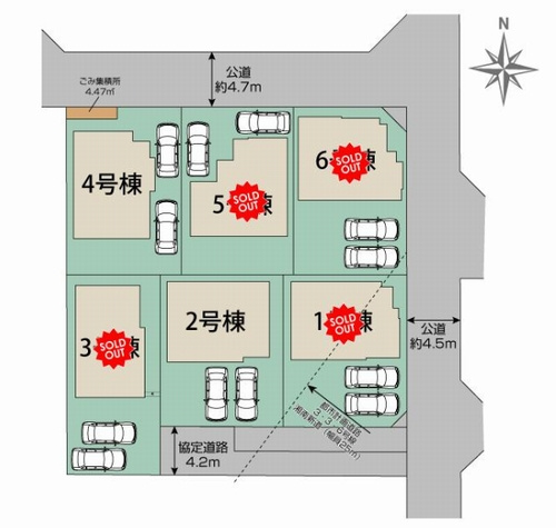 【区画図】 | 【仲介手数料０円】平塚市河内　新築一戸建て　全6棟 | 平塚市河内　新築一戸建て　全6棟