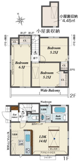 【間取り】 | 【仲介手数料無料！！】府中市浅間町4丁目　新築戸建て（全2棟）2号棟　5230万円 | 2号棟間取図