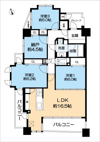 パークスクエア宝塚フォレストタワーの間取り|3LDK+S、価格4699万円、専有面積87.12m2、バルコニー面積15.04m2 間取り
