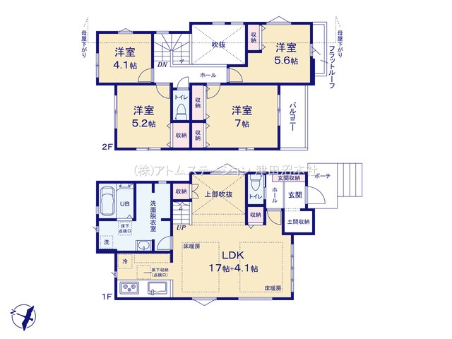 【間取り】 | アトムセレクト船橋市夏見１２期　１号棟
