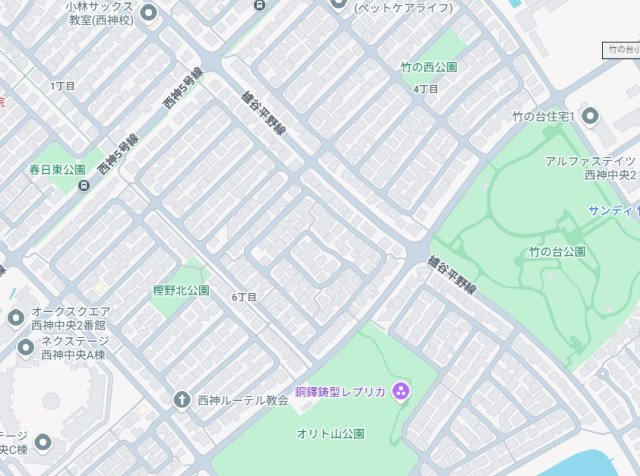 神戸市西区樫野台　新築一戸建ての地図