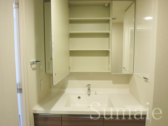 パークアクシス駒込ＨＩＬＬＴＯＰの洗面所|☆鏡面の裏に収納あります☆