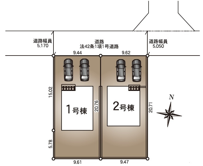 波田第9　2号棟の区画図