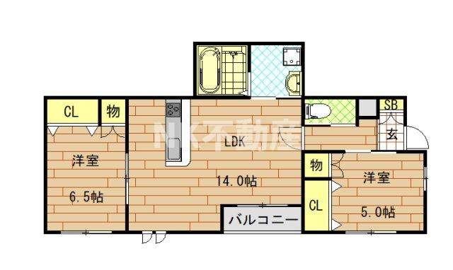 【間取り】 | メゾンひかり（枚岡賃貸） | 間取りです