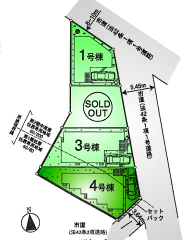 調布市深大寺南町５丁目 京王線 つつじヶ丘駅 新築戸建の区画図