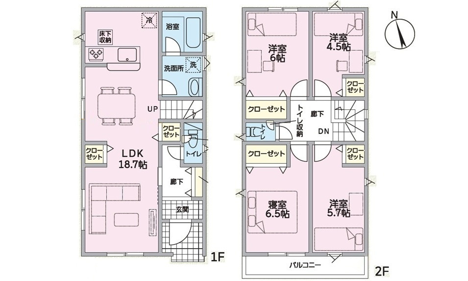 広島市佐伯区五日市町美鈴園　新築一戸建て(全2棟)の間取り