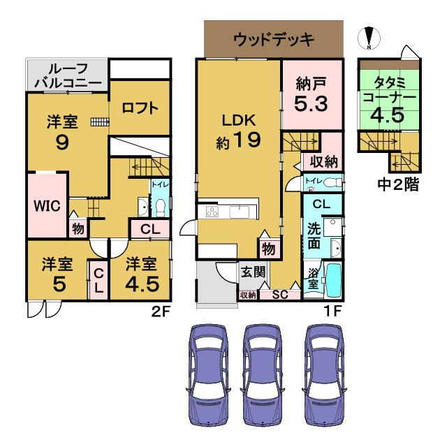 「ミサワホーム施工」中古戸建　千代川町小林植田の間取り