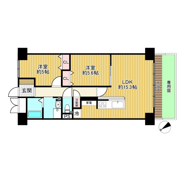 メロディーハイム守口の間取り|2LDK