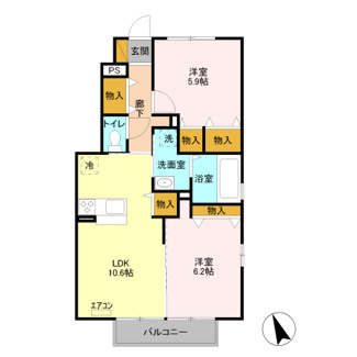 【間取り】 | セジュール椿　Ｂ