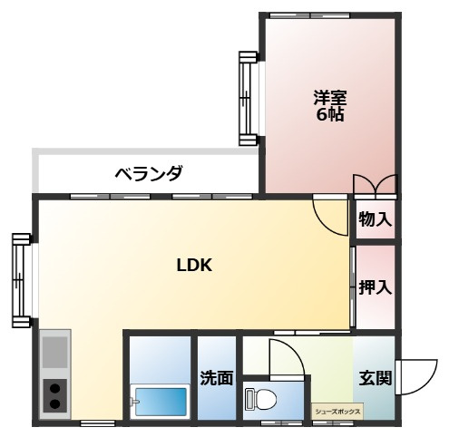 【間取り】 | １LDKです。２階なので陽当りも良いです。