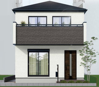 【外観パース】 | 【仲介手数料無料！！】府中市若松町3丁目　新築戸建て（全1棟）1号棟　5680万円